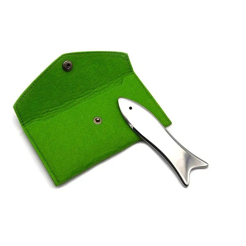 2024 Hot Fish-shaped Stainless Steel Scraper Hand-held Facial Massage Gua Sha Tool for Face Lift and Skin Rejuvenation