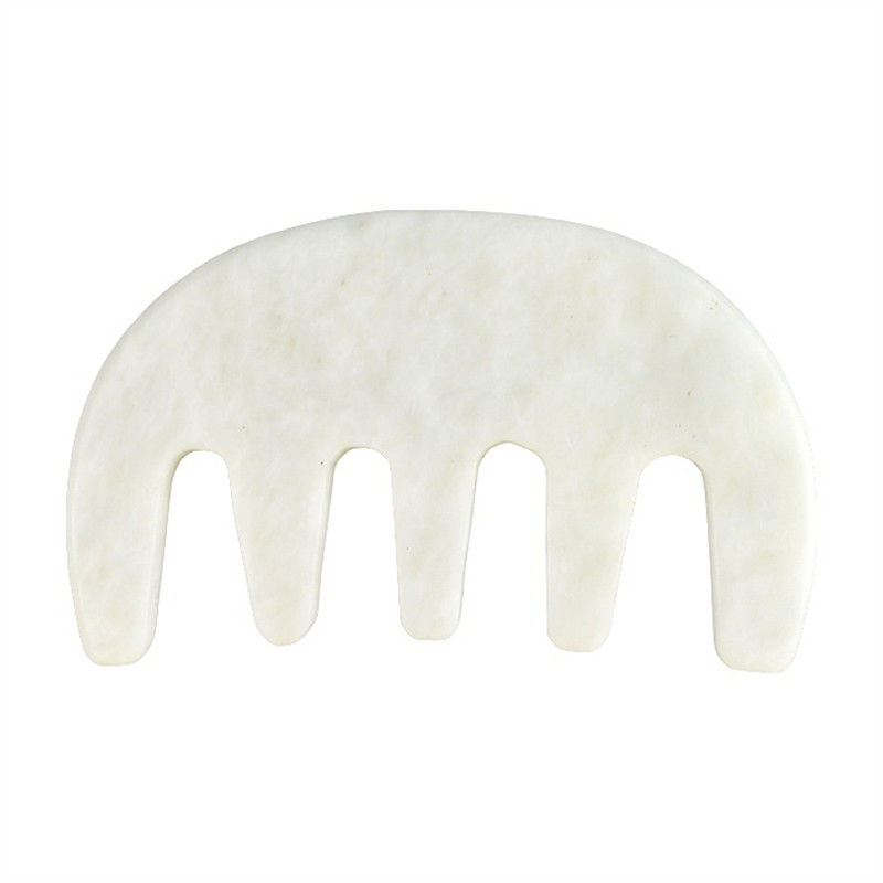 Head Spa Massager Chinese Natural White Xiuyan Jade Gua Sha Scraping Comb for 2024 Trending Massage Tools