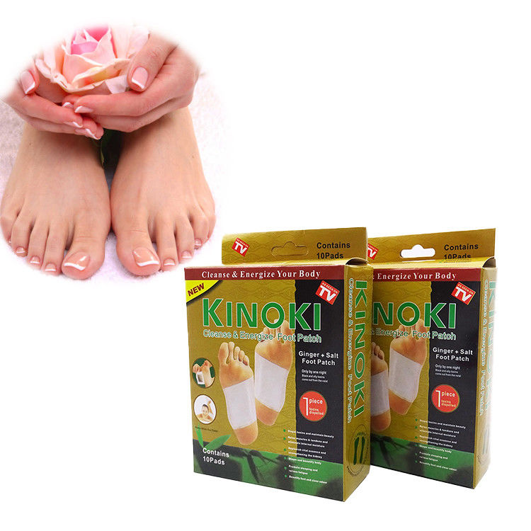 White/gold Herbal Detox Foot Pads 100% Natural Bamboo Extract for Stress Relief and Cleansing Muscles
