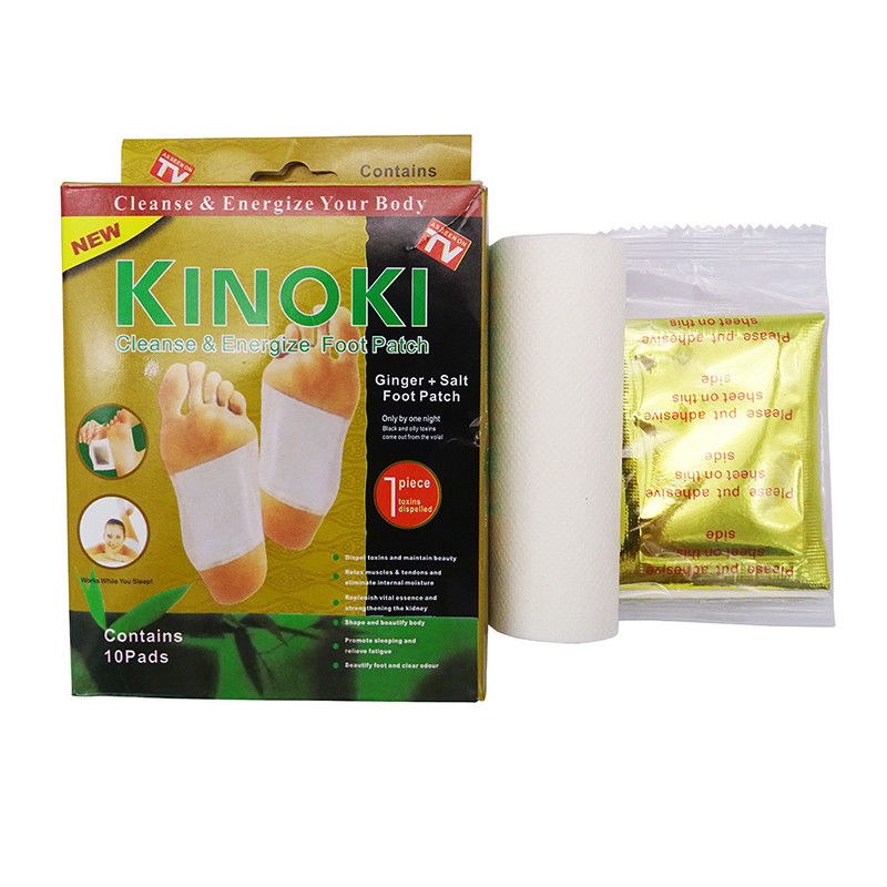 Deep Natural Cleansing 10 Ginger Foot Pads and 10 Adhesive Sheets for Anti-Stress Relief