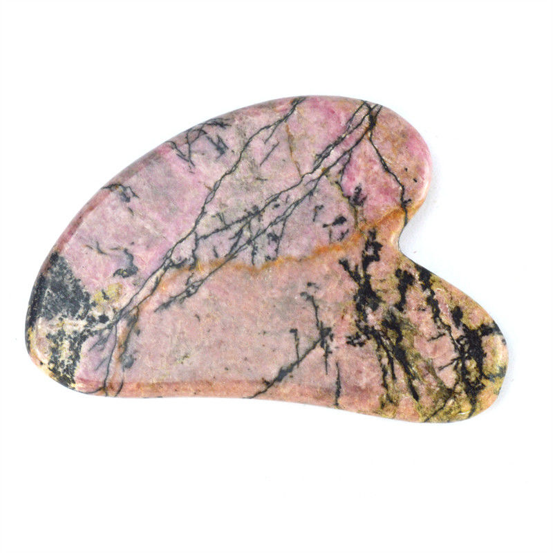 Muscle Massage Function Natural Heart Shape Rhodonite Stone Gua Sha Scraping Board for Facial Beauty and Body Skin Health Care Spa