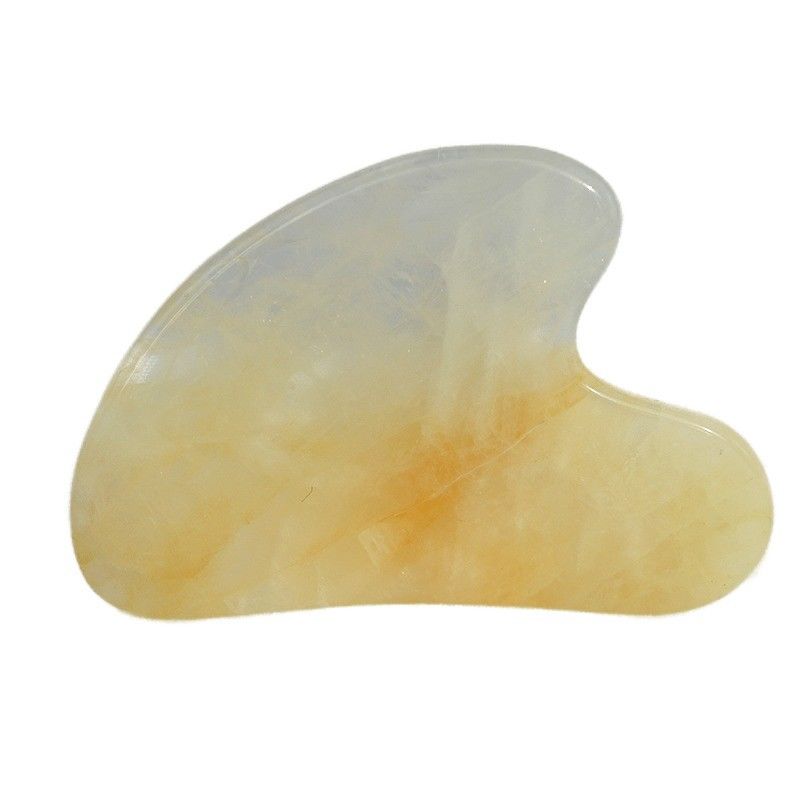 Natural Heart Shape Yellow Citrine Gua Sha Scraping Board for Facial and Body Massage Instrument