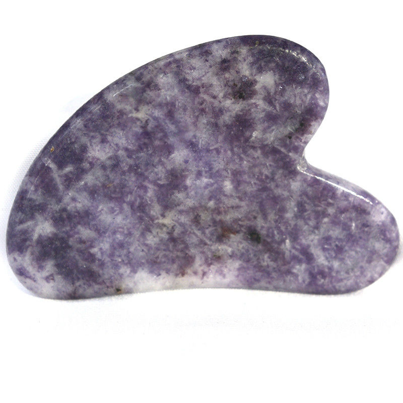 Body Massage Equipment Natural Heart Shape Purple Stone Gua Sha Scraping Board for Muscle Relaxation and Skin Health Spa