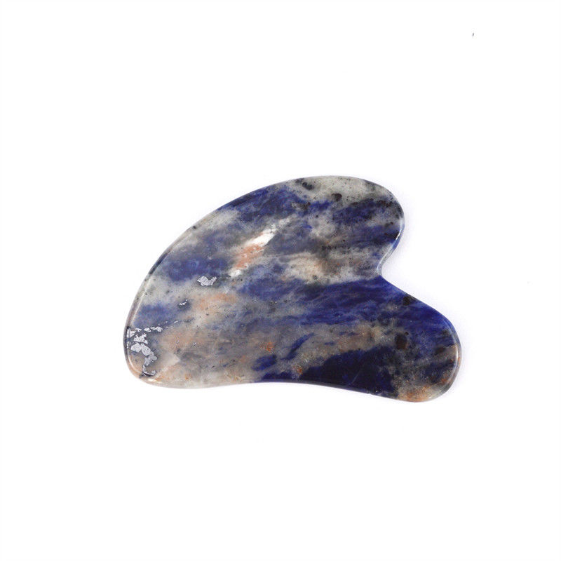 Body Massage Equipment Custom Logo Heart Shape Natural Sodalite Gua Sha Stone Self Skin Care Spa Facial Lifting Beauty Salon