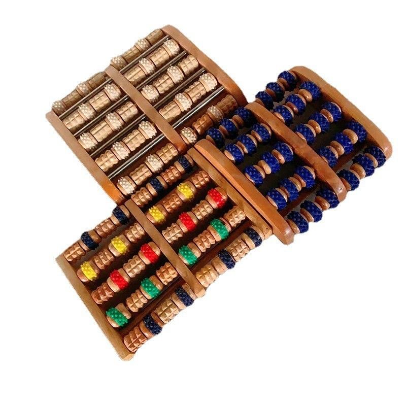 Wooden Tool Pedicures Foot Therapy Meridian Massager Colored Rubber Wood Foot Roller for Foot Massage and Meridian