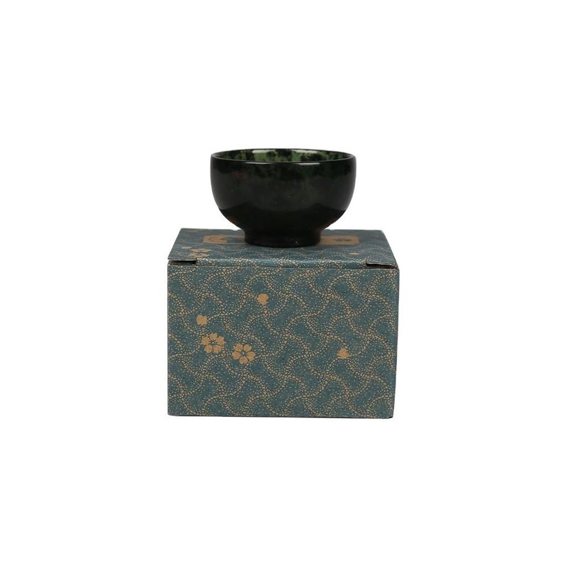 Engraving Type 100% Chinese Natural Jade Bowl Dark Green Jade Hand-Carved Bowl Cup for Home Decoration Enhancement