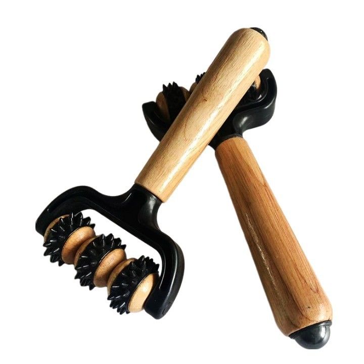 Wood Roller Massage Stick Manual Three Bead Massager With Magnetic Ball for Body Healthcare Beauty Tool Spa Muscular Relaxation Massage area Body