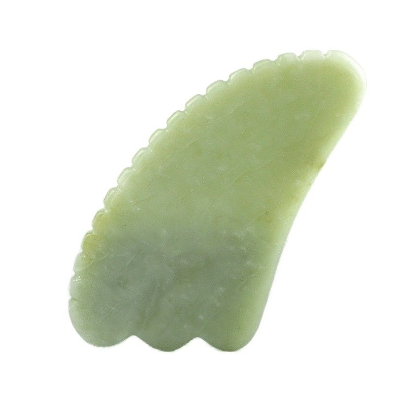 Body Massage Equipment Manual GuaSha Tool Made of Natural Green Xiuyan Jade for Jawline Sculpting and Puffiness Reduction