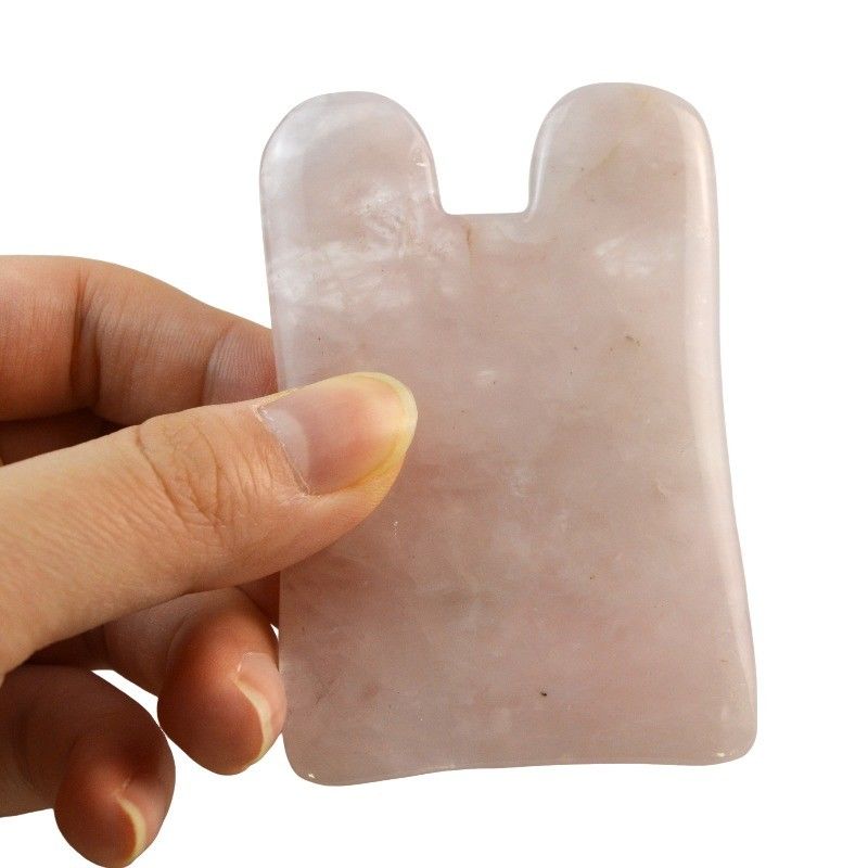 2024 Arrivals Natural Rose Quartz Pink Jade Gua Sha Massage Hair Comb Massage Guasha Scraping Head Massage Face Massage Tool