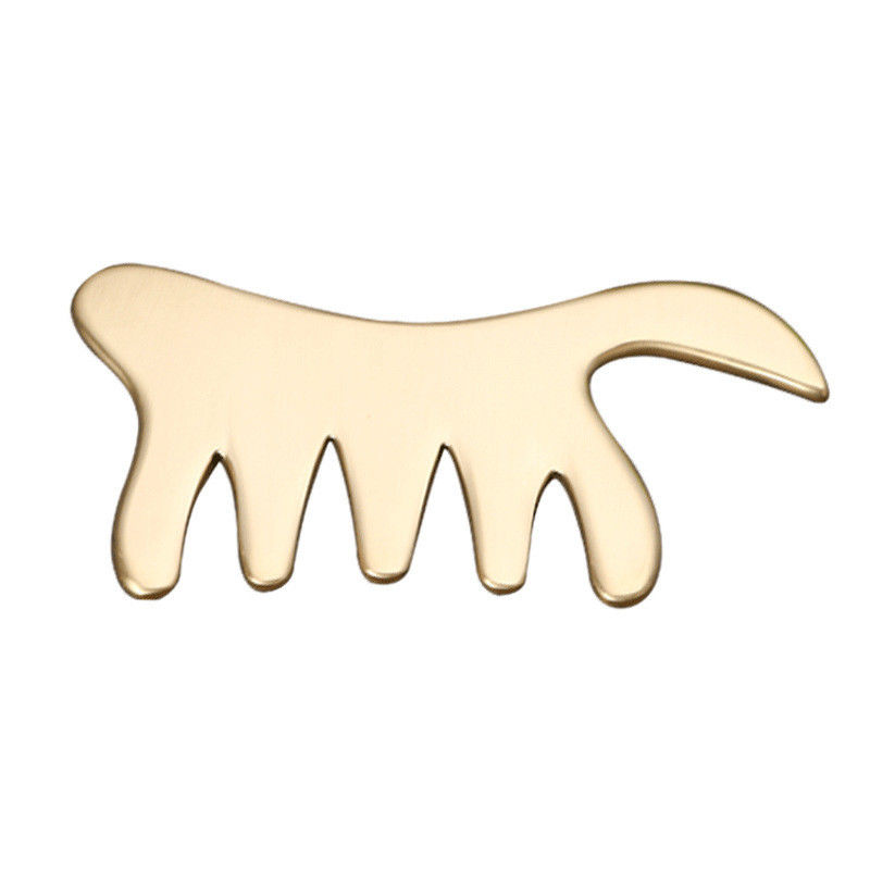 Gold Copper Comb Brass Gua Sha Board Body Massage Tool for SPA Acupuncture Scraping