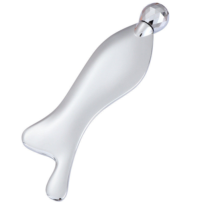 Customized Logo Availabled Fish Shape Zinc Alloy Scraping Plate Thin Sliming Face Eye Roller Stainless Steel Guasha Massage Tool