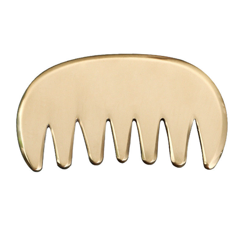 Massage Comb Seven-tooth Natural Brass Gua Sha Board Scalp Massager Guasha Tool Head Hair Health Care Salon Beauty Home