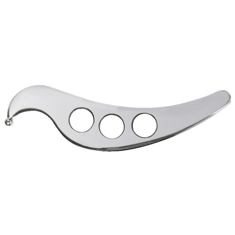 Silver Gua Sha Scalp Massage Board made of 304 Stainless Steel for Muscle Fascial Relaxation and Sport Fitness