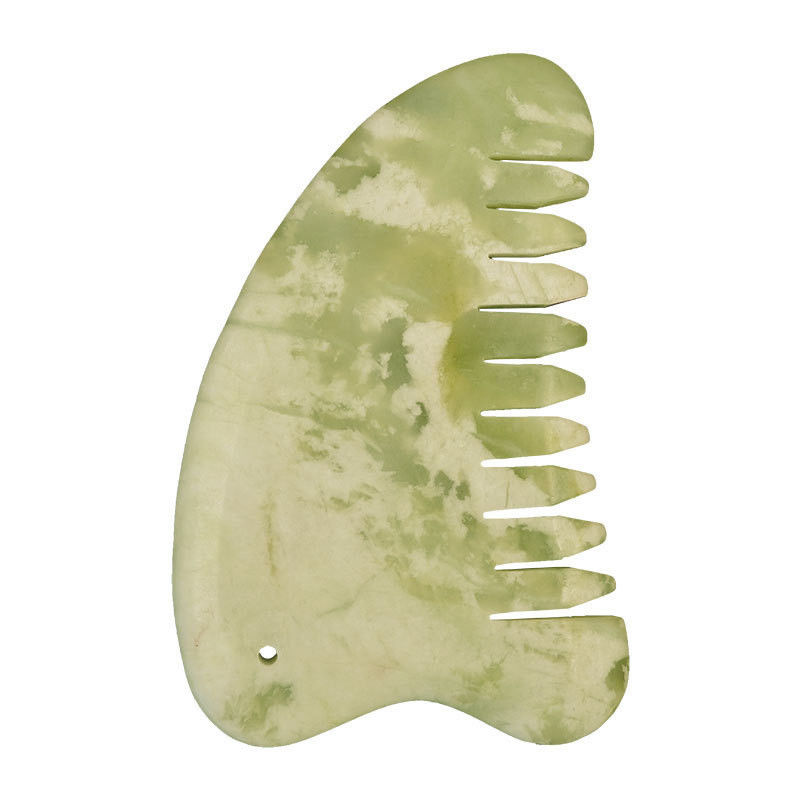 Head Massage Equipment Natural Xiuyan Jade Gua Sha Acupoint Massage Hair Comb Scalp Massager Muscle Massage Function