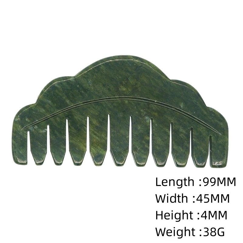 100% Natural Green Jade Rose Quartz Guasha And Black Obsidian White Jade Hair Comb Guasha Massage Tool For Head Massage Comb