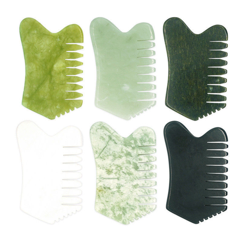 Head Hair Scalp Massagers with Acupuncture Head Therapy Trigger Point Treatment Jade Stone Gua Sha Comb Massage Tools