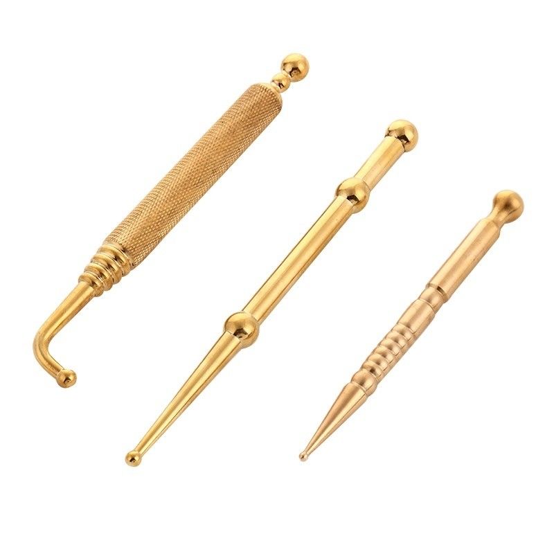 Massage Tools Gold/Silver Double Head Pen Copper Ear and Body Point Probe Acupoint Brass Search Facial Reflexology Pen