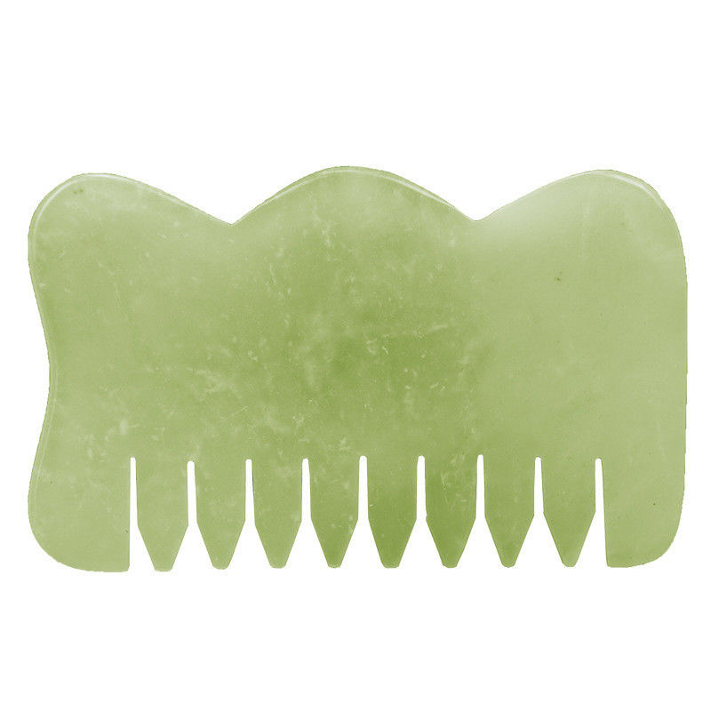 Customized Logo Availabled M Shape Jade Gua Sha Stone Head Massager for Hair Health Care and Scalp Massage in Salon Beauty
