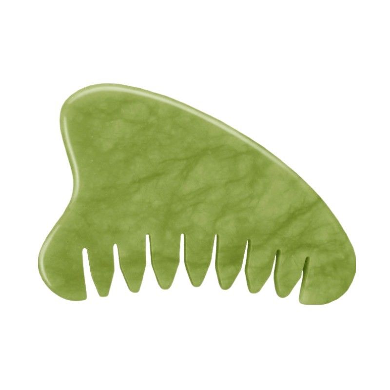 Properties Head Massage Equipment Natural Green Jade Gua Sha Scalp Massager Lymphatic Massage Comb for Hair Health Care