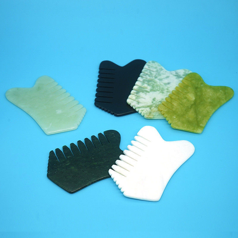 Jade Gua Sha Combs Massage Stone Hair Comb Handheld Head Tools for Body Muscles and Multifunctional Facial Massage Tool