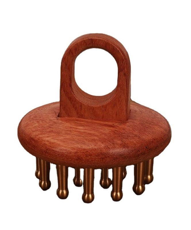 Polished Copper Wood Scalp Comb Head Massage Wooden Hair Comb For Women Guasha Comb With Technical Polished