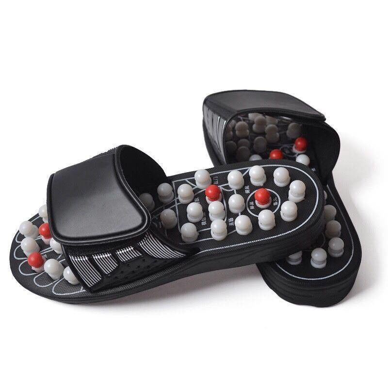 Massage Tools Customized Logo Availabled Health Care Acupuncture Slipper Foot Massager Shoe with Natural Cobblestone