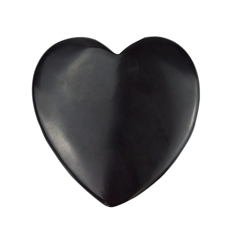 2024 Heart Shape Natural Black Bian Stone Gua Sha Scraping Massage Tool for Lymphatic Drainage Muscle Massage Function