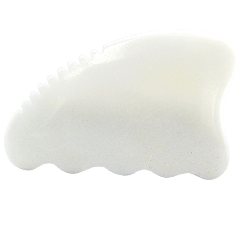 Customized Logo Availabled White Jade Gua Sha Stone Facial Massager for Anti-Aging Treatment