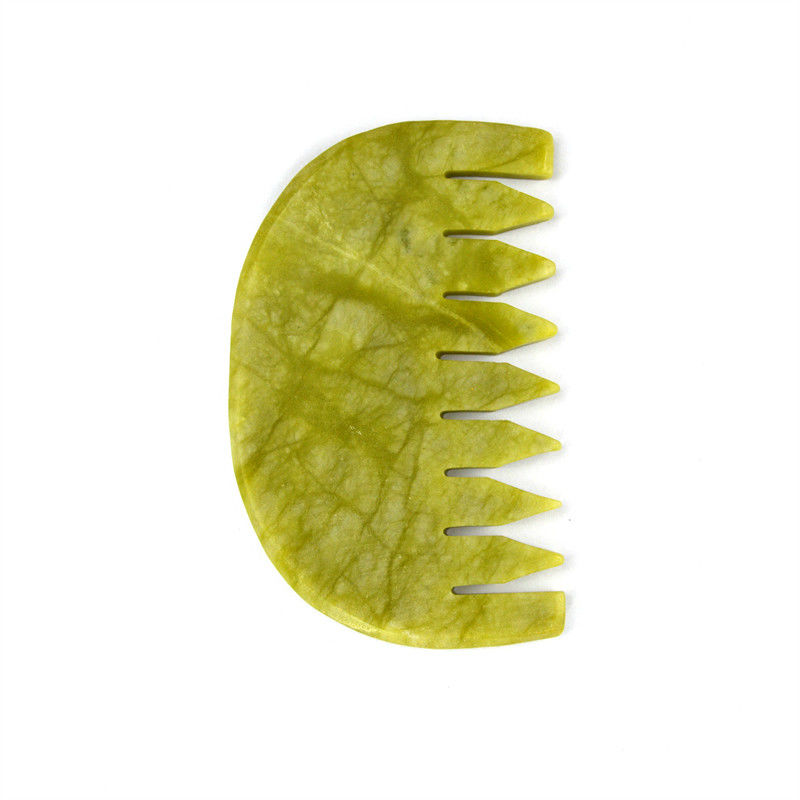 Logo Customized Logo Availabled Pure Natural Xiuyan Jade Stone Comb Head Scalp Guasha Massage Tool Low MOQ Gua Sha Comb