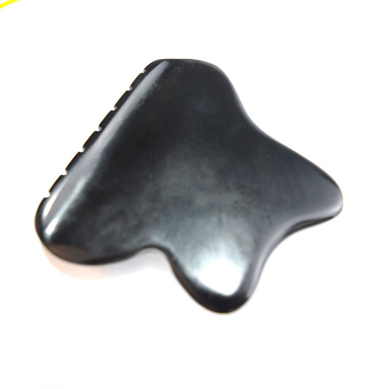 Scalp Massage Head Guasha Tool Jade Gua Sha Stone with Nature Black Bianstone Face Guasha Properties