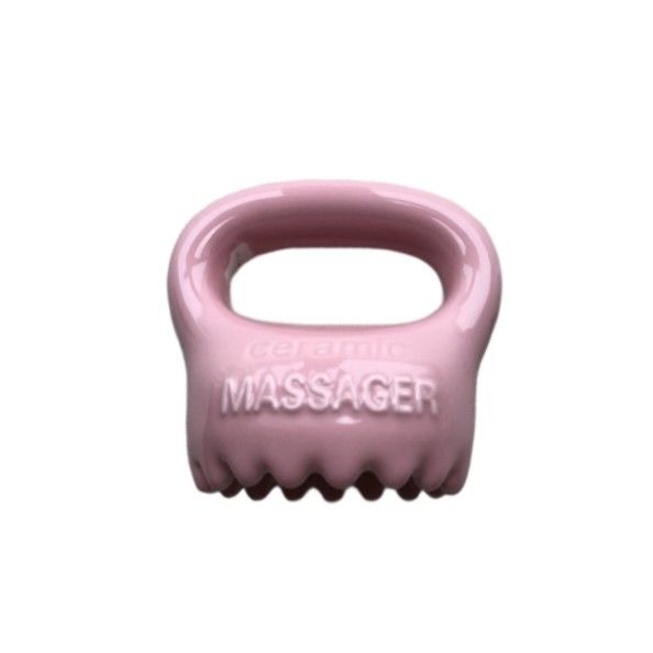 Body Massage Equipment Ceramic Household Pink Color Gua Sha Scalp Massage Tool With Handle and Spa Relax Beauty Massager