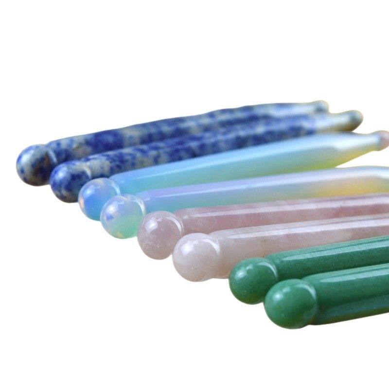 Massage Tools Colorful Natural Crystal Guasha Massage Pen Acupuncture Therapy Tool for Body Health Care Therapy Gua Sha Massage Stick