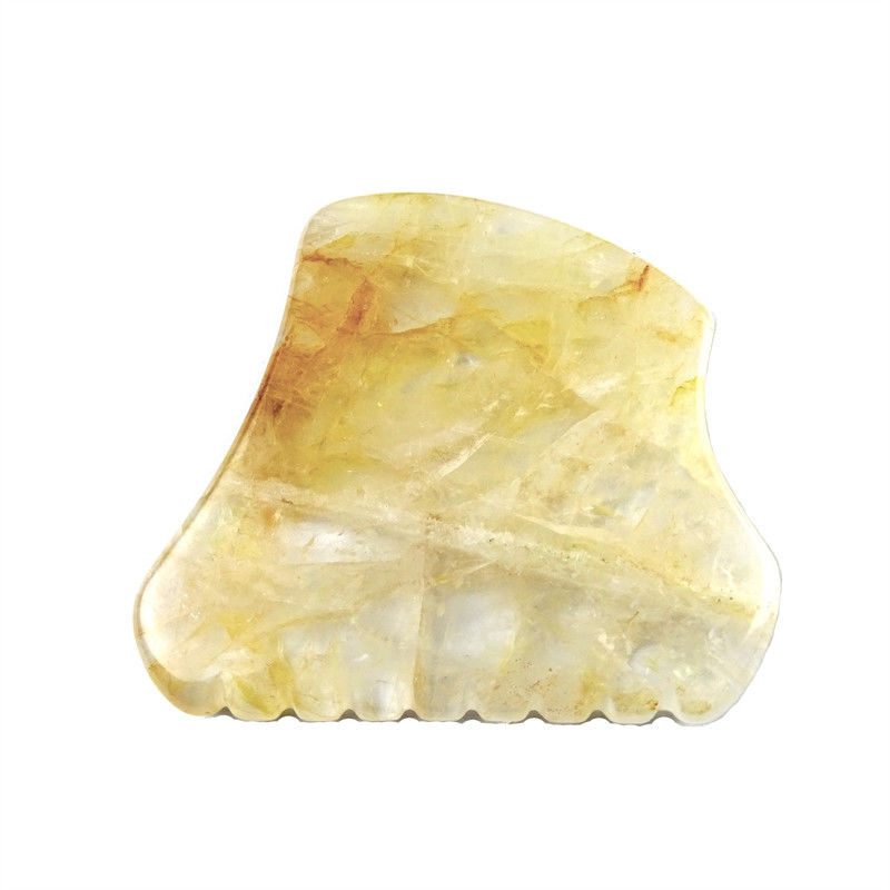 Body Massage Equipment with Yellow Citrine Gua Sha Scraping Board and Yellow Crystal Guasha Stone