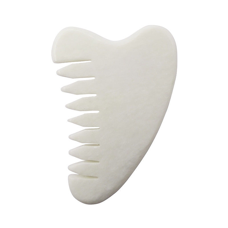 Fully Body Massage Area Natural White Xiuyan Jade Hair Comb Gua Sha Tools Jade Scalp Massager for Relieving Scalp Tension