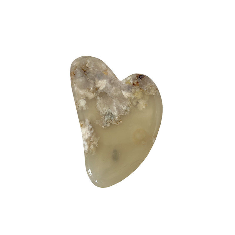 Natural Hand Repair Jade Heart Shaped Facial Gua Sha Massage Sakura Agate Facial Scraping for Physical Therapy