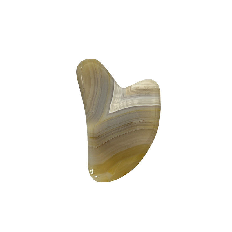 Striped Agate Jade Heart Shaped Scraping Gua Sha Massage for Hand Repair and Natural Skin Lifting