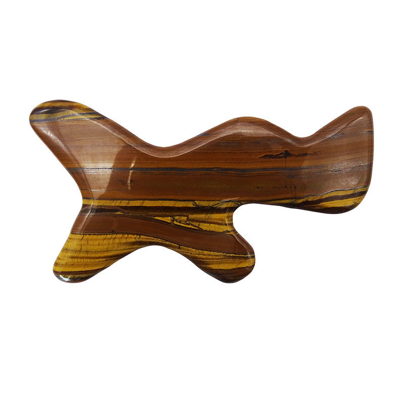 Guasha Massager for Face Body SPA Treatment Body Massager Brown Tiger Eye Stone Prevents Wrinkles Removes Toxins