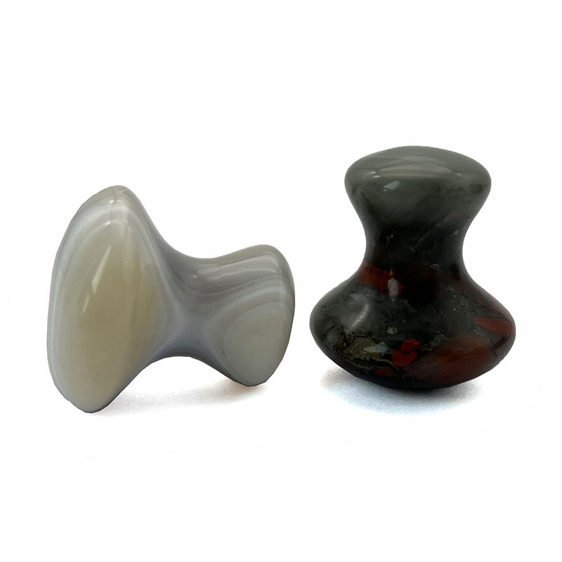 2024 Blood Stone Grey Agate Jade Stone Gua Sha Mushroom Massage Stone for Reducing Fine Lines on Face Neck Body