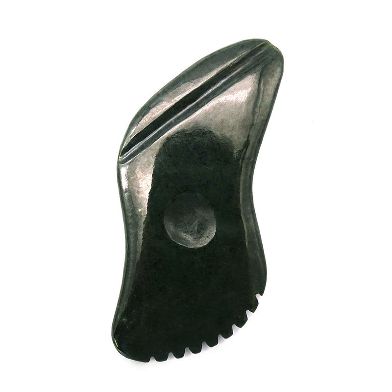 Natural Dark Green Nephrite Jade Gua Sha Body Massage Tools Traditional Scraping for Complete Body 11.8cm*6cm*0.9cm
