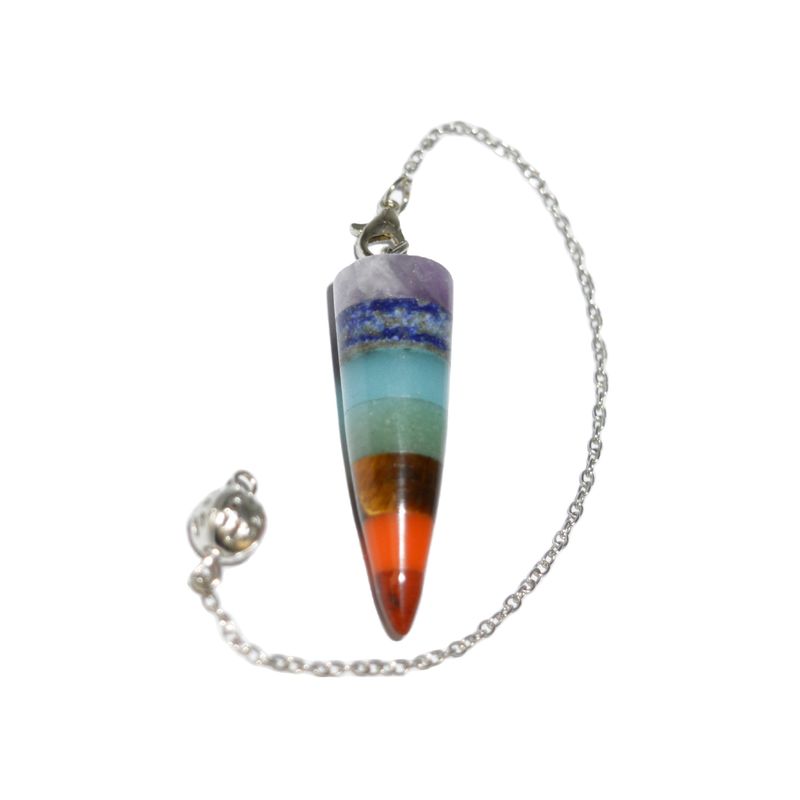 Conical Section Natural Crystal Seven Chakra Healing Spirit Energy Pendulum Hexagonal Pyramid Necklace Pendant