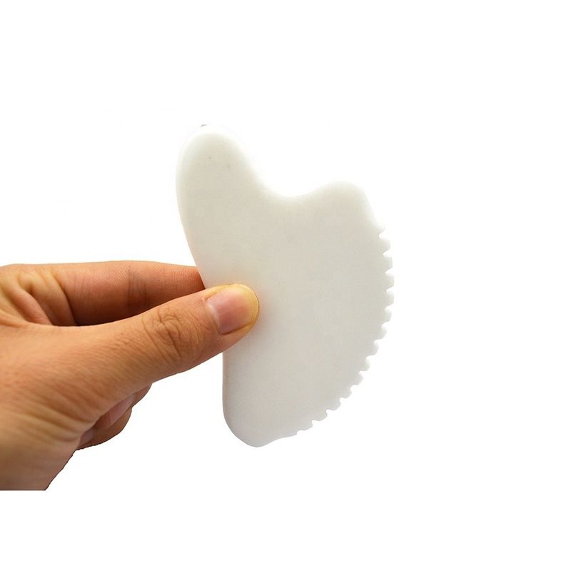 OEM Private Label White Jade Gua Sha Handmade Healing Stone Gua Sha Scraping Facial Massage Tools for Decrease Puffiness