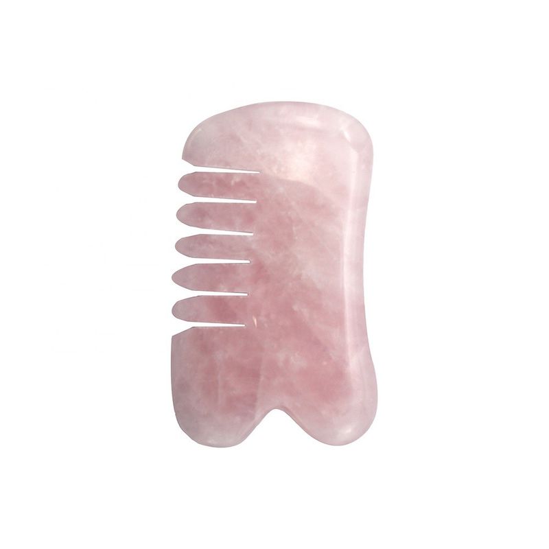 Craft Hand Made Natural Rose Quartz Gua Sha Scraping Massage Comb Hair Guashsa for Heads Massage Mode No abkgs-030