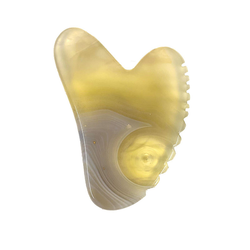 Custom Logo Massage Products Natural Cherry Blossom Agate Sha Gua Board for Gua Sha Therapy