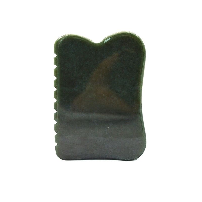Self Help Massage Tool 200g Natural Dark Green Nephrite Gua Sha Stone Board for Customized Body Massage
