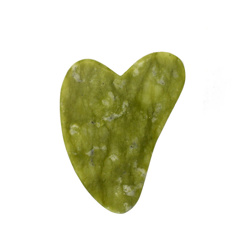 Green 7.6cm*5.5cm*0.2cm Xiuyan Jade Heart Shape Facial Jade Guasha Massager Board Gua Sha Massage Tool For Health Care