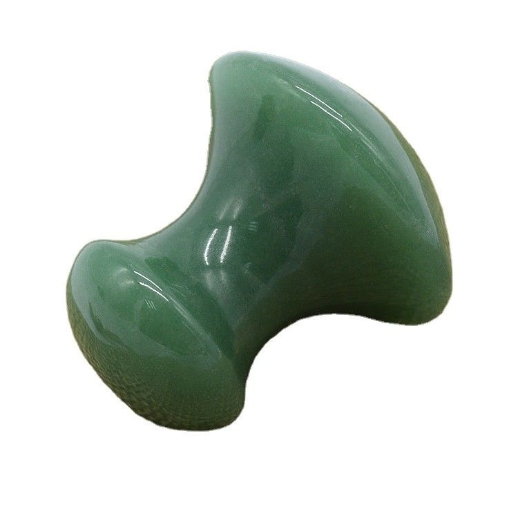Mushroom Shaped Gua Sha Massage Stone Handcrafted Green Aventurine Tool for Face Rejuvenation