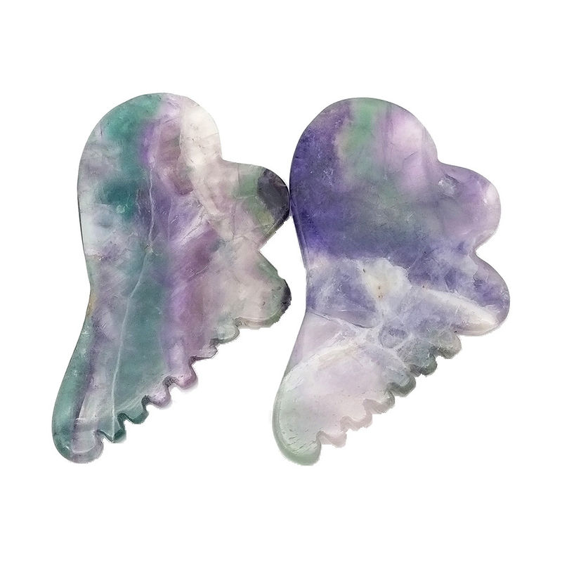 Natural Rainbow Fluorite with Colorful Gua Sha Scraping Massage Tools 95*55mm