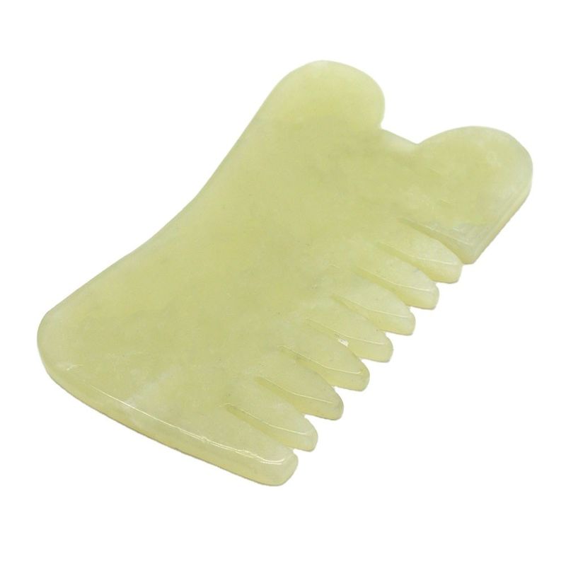 Xiuyan Jade Guasha Massage Comb Gua Sha Scarping Facial Tools with Infrared Physiotherapy Function 88*50*4mm