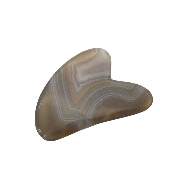 8*5*0.4cm Traditional Scraper Shape Guasha Board for Facial Massage Tool Grey Color Heart Agate Gua Sha Acupuncture Therapy