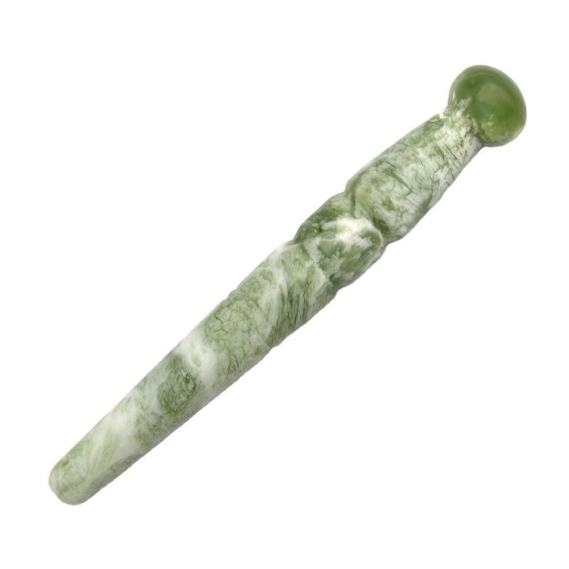Gua Sha Massage Point Acupressure Guasha Massager Sticker Hand Made Natural Green Jade Massage Stick For Foot Properties
